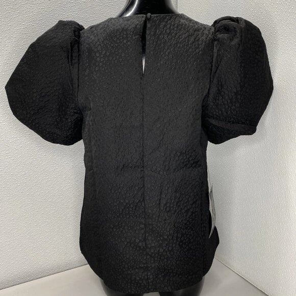 NEW POMANDER PLACE Women’s Lyla Jacquard Puff Sleeve Blouse Black Size S - Picture 6 of 9
